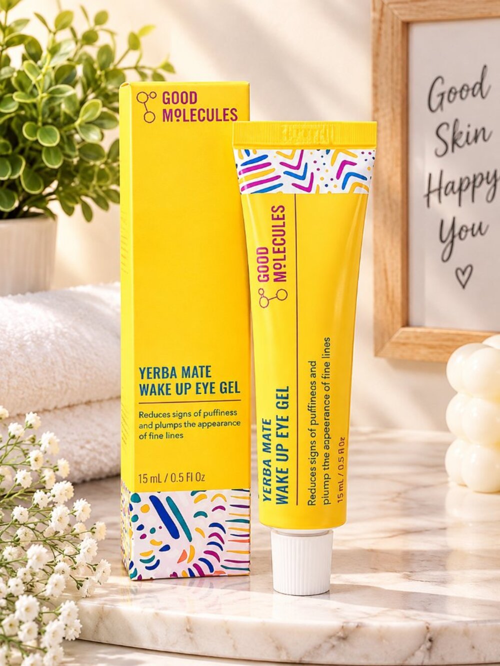 Good Molecules Yerba Mate Wake Up Eye Gel, Caffeine Under Eye Cream, 15 ml